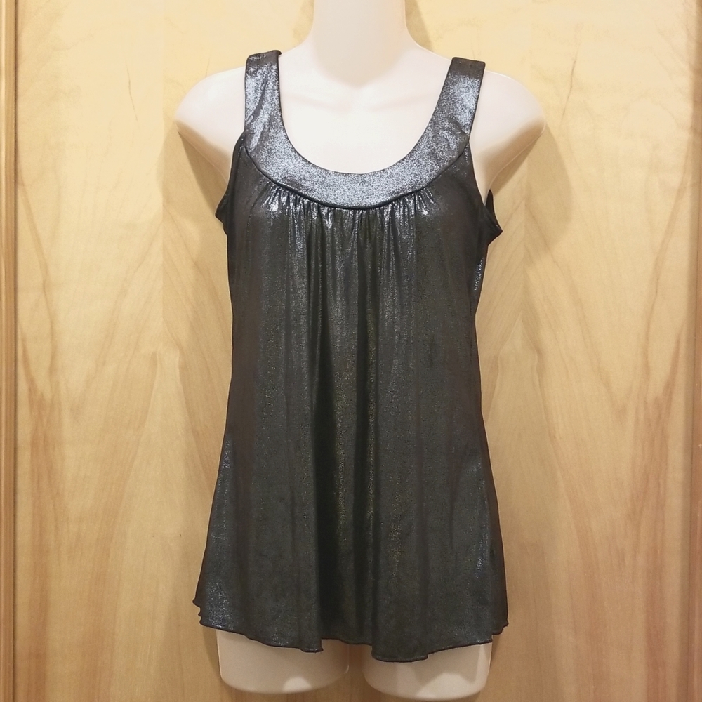 BCX Silver Metallic Sleeveless Top Small